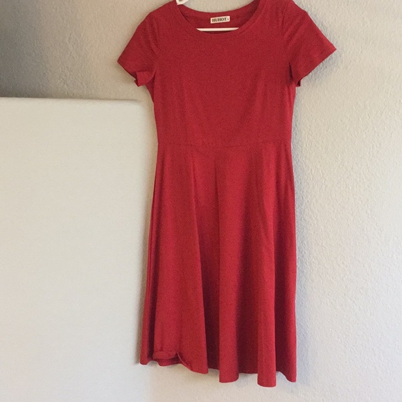 red fit and flare midi dress
